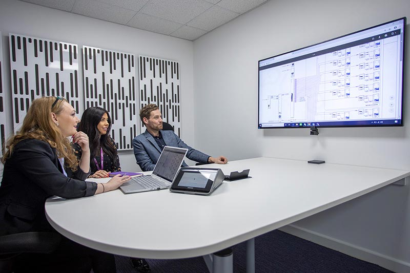 Acoustic panels in the meeting space