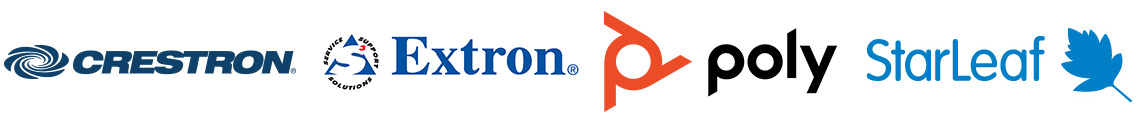 Partner Unified Communications brands - Crestron, Extron, Poly and Starleaf